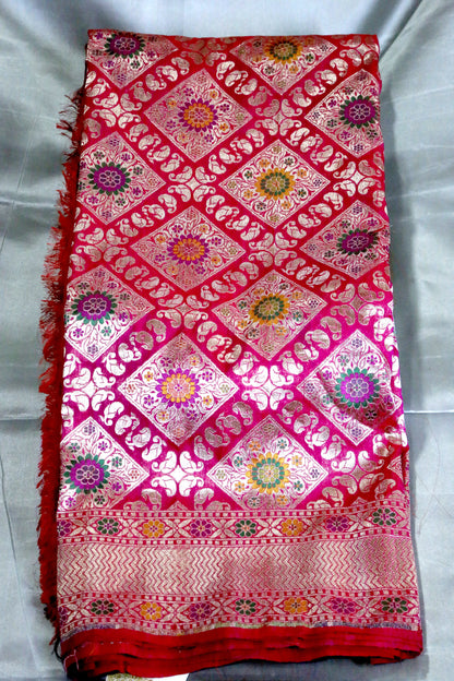 Esra's Handloom/handwoven Gharchola Pattern with Jamdani Work Katan Silk Saree