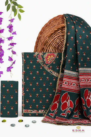 Esra 3Pc Cotton Suits with Gota Patti Work