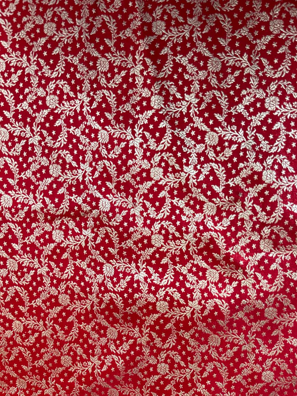 Esra's Handloom/Handwoven Banarasi Satin Silk Fabric.(Price Per Meter)