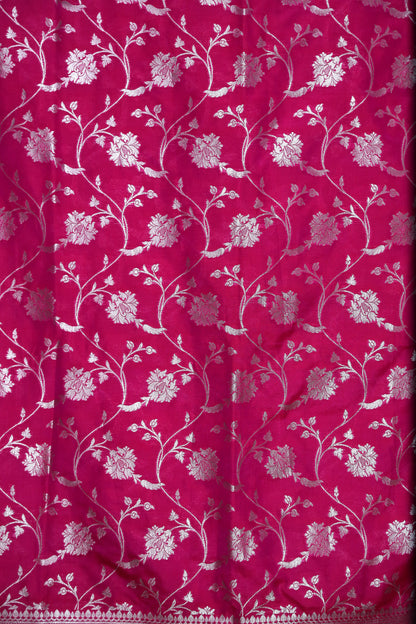 Esra's Handloom Banarasi Semi-Silk Pink Colored Zari Floral Jaal Dupatta
