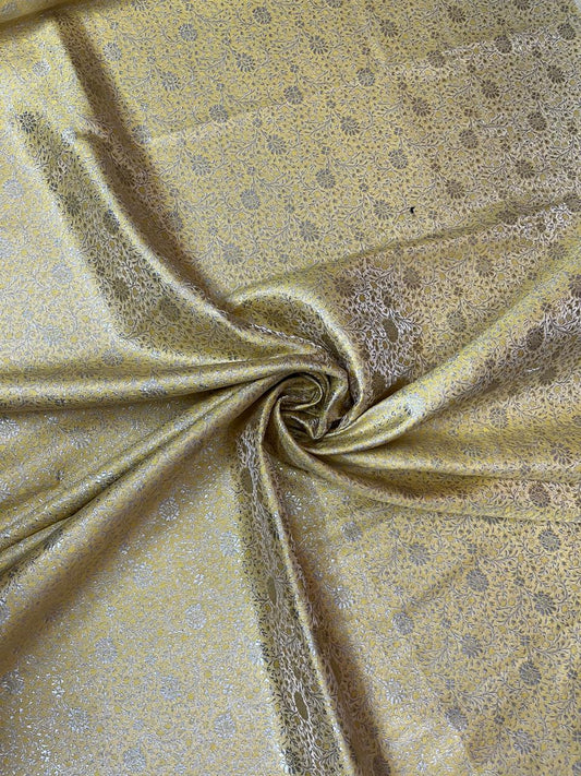 Esra's Handloom/Handwoven Banarasi Satin Silk Fabric.(Price Per Meter)