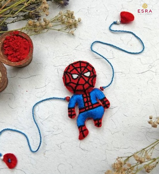 Esra's Hand Embroidered Spider Boy Rakhi.(Per Pc)