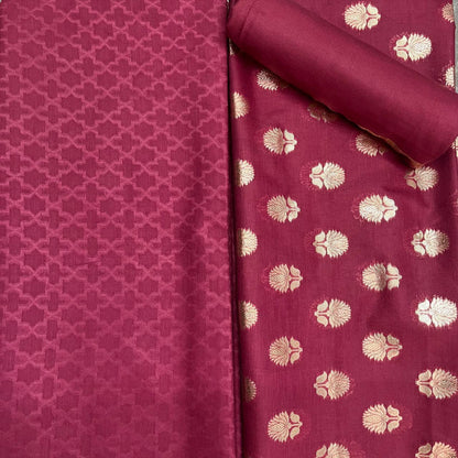 Esra's Handloom / Handwoven Banarasi 3 pc Masraic Cotton Silk Suit