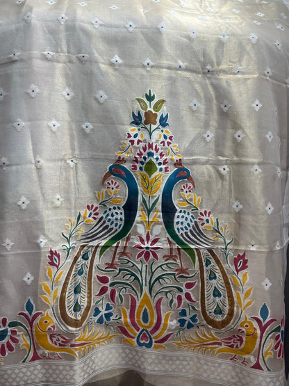 Esra's Handloom/Handwoven Banarasi 3pc Moonga Silk Suit With Reshmi Dupatta