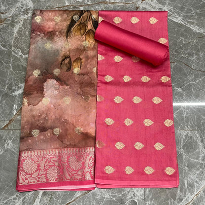 Esra Banarasi Handloom /Handwoven semi cotton silk suit fabric