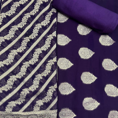 Esra's Handloom / Handwoven Banarasi 3 pc Semi-Khaddi Georgette Suit