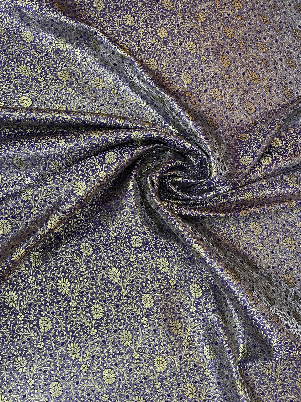 Esra's Handloom/Handwoven Banarasi Satin Silk Fabric.(Price Per Meter)