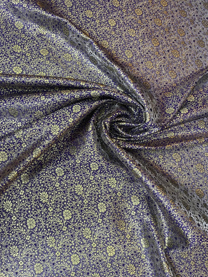 Esra's Handloom/Handwoven Banarasi Satin Silk Fabric.(Price Per Meter)