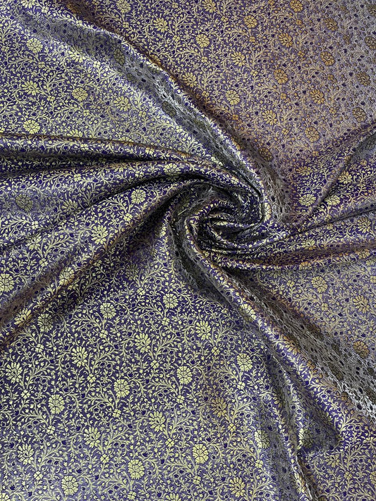 Esra's Handloom/Handwoven Banarasi Satin Silk Fabric.(Price Per Meter)