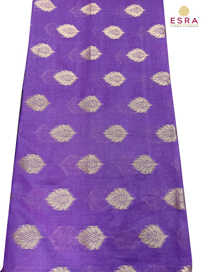 Esra's Handloom/Hand Woven Banarasi 3 Pc Cotton Fabric.