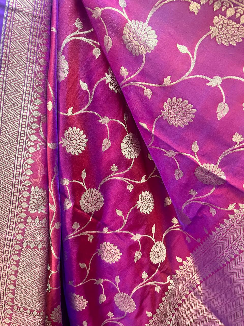 Esra's Handloom Banarasi Semi Silk Zari Floral Jaal Dupatta