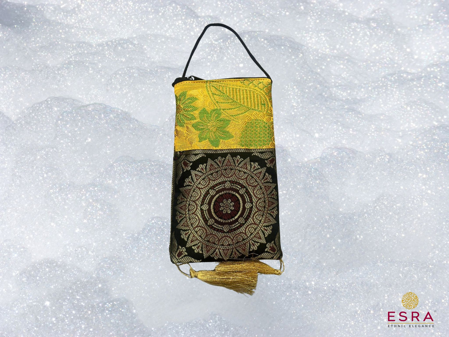 Esra's Banarasi Brocade Silk Mobile Pouch Sling