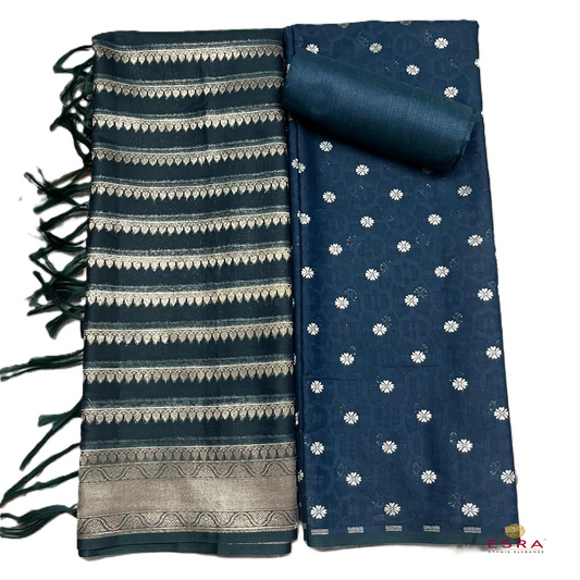 Esra's Handloom / Handwoven Banarasi 3 pc Masraic Cotton Silk Suit