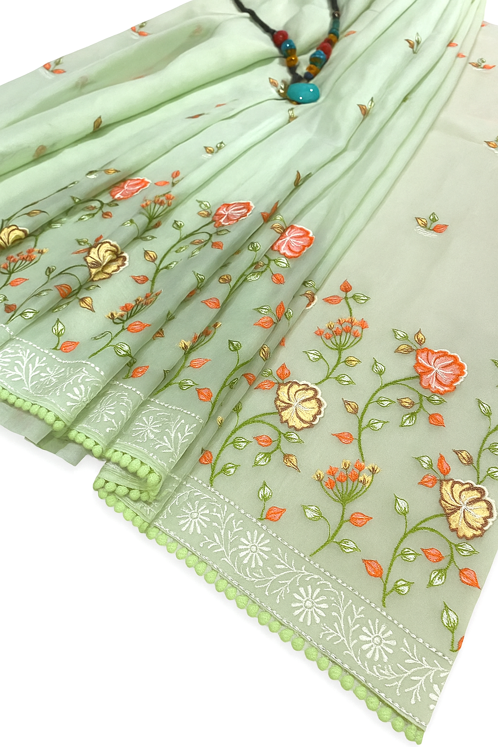 Esra Banarasi Kora Cotton Embroidery Saree