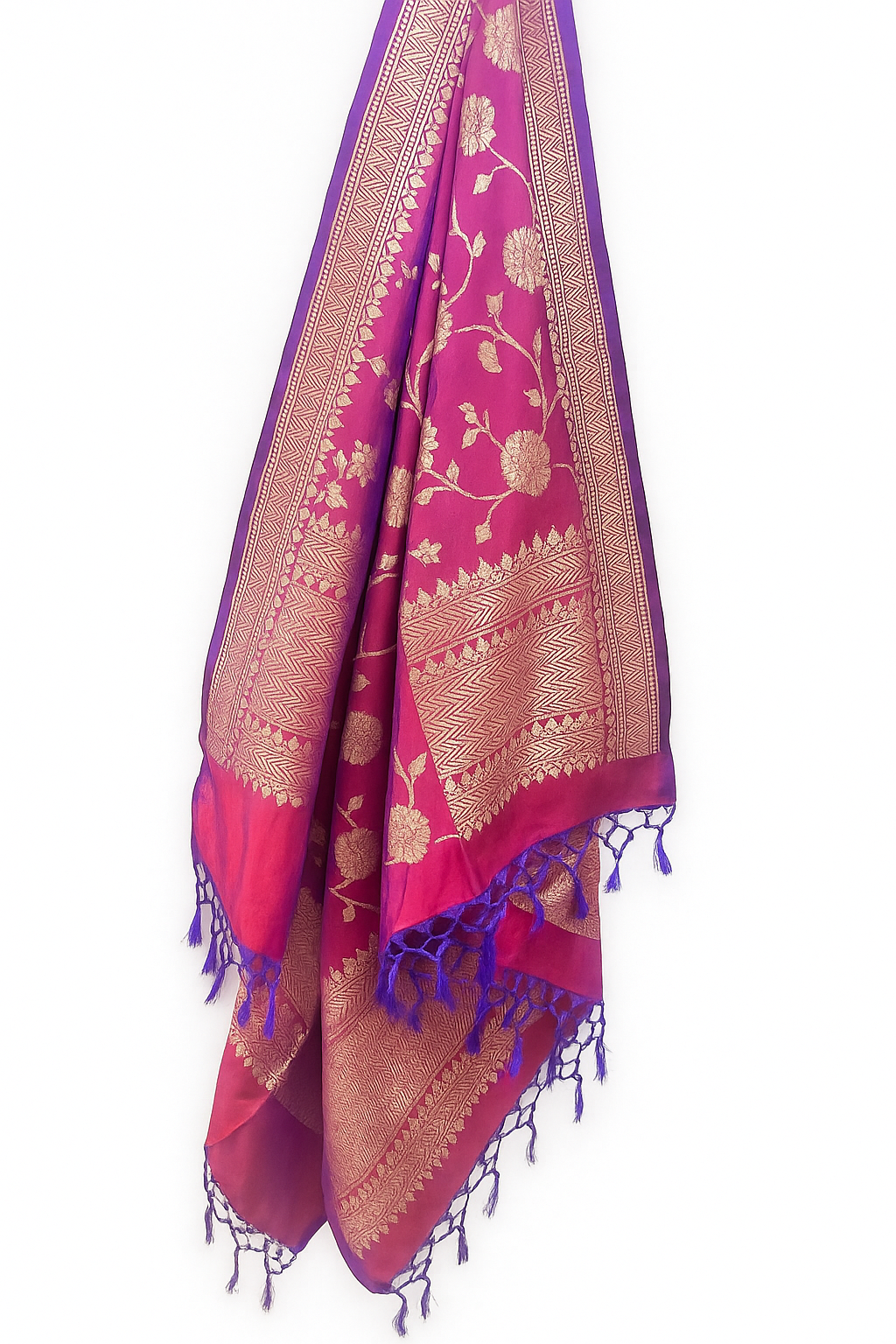 Esra's Handloom Banarasi Semi Silk Zari Floral Jaal Dupatta