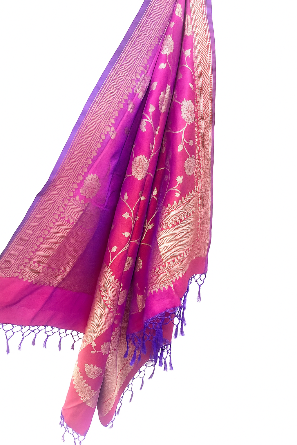 Esra's Handloom Banarasi Semi Silk Zari Floral Jaal Dupatta