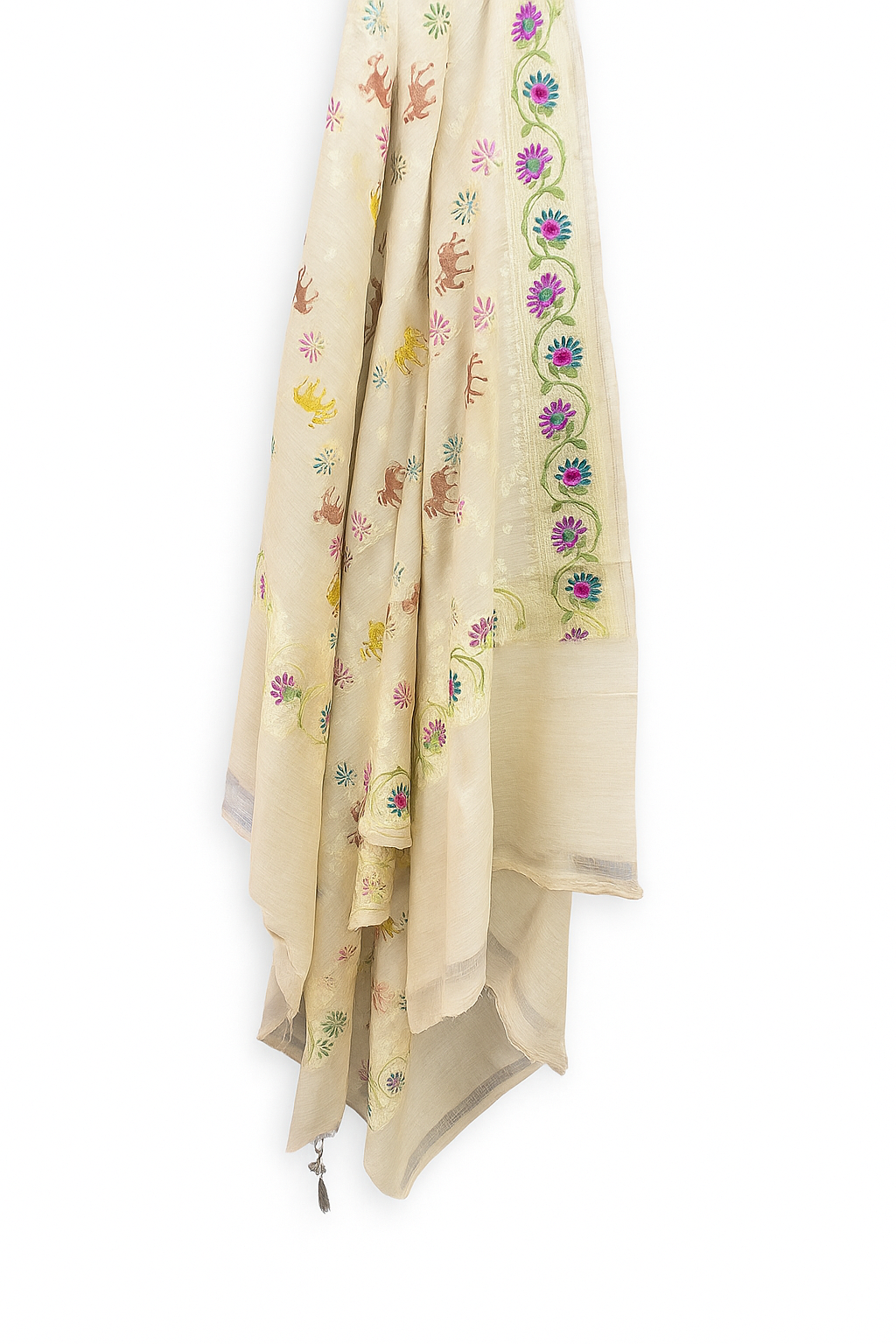 Esra's Handloom/Handwoven Banarasi Semi-Moonga Silk Dupatta