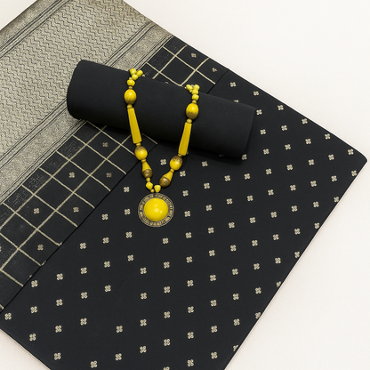 Esra's Handloom/Hand Woven Banarasi 3 Pc Cotton Silk Fabric.