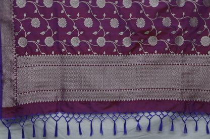 Esra's Handloom Banarasi Semi Silk Zari Floral Jaal Dupatta