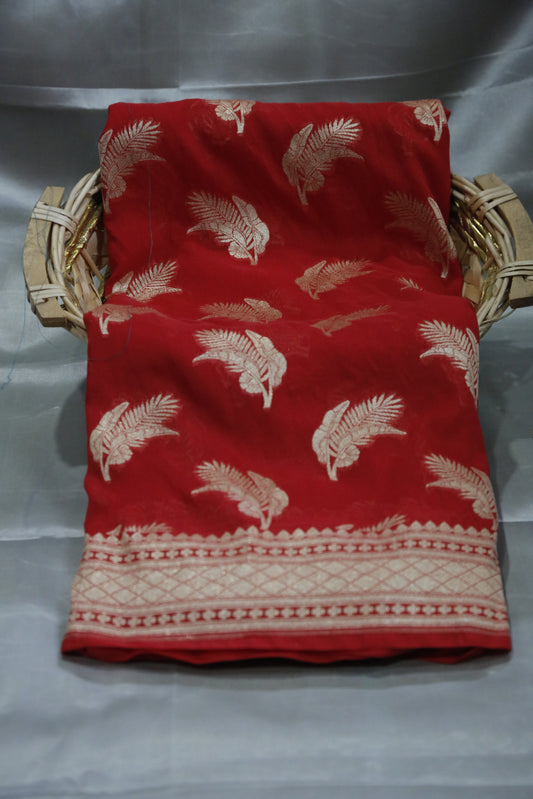 Esra Handloom/Handwoven Banarasi Semi Khaddi Georgette Saree
