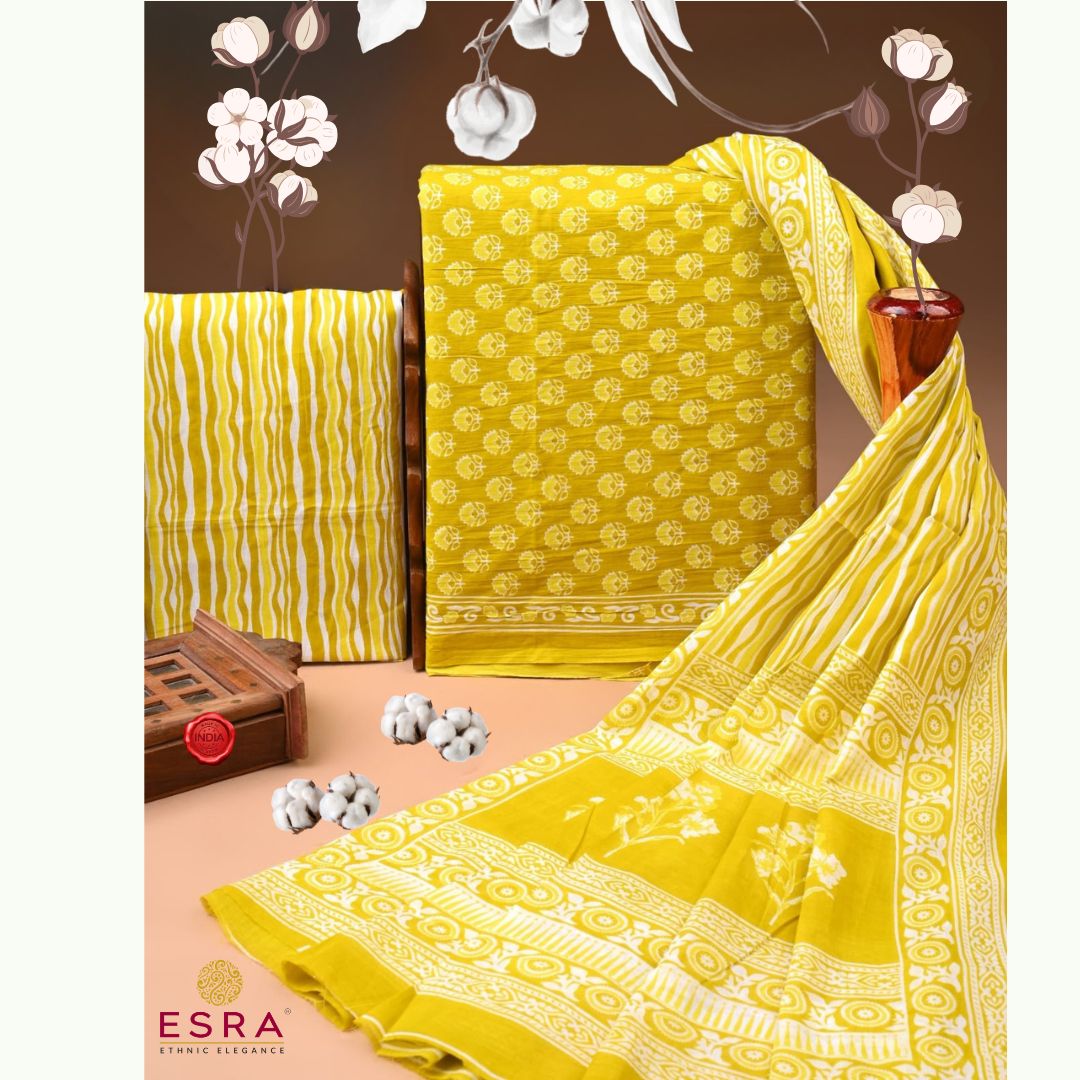 Esra's 3 pc Lemon Yellow Cotton Suit Fabric