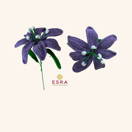 Esra's Handmade Crochet Dark Purple Lily Flower