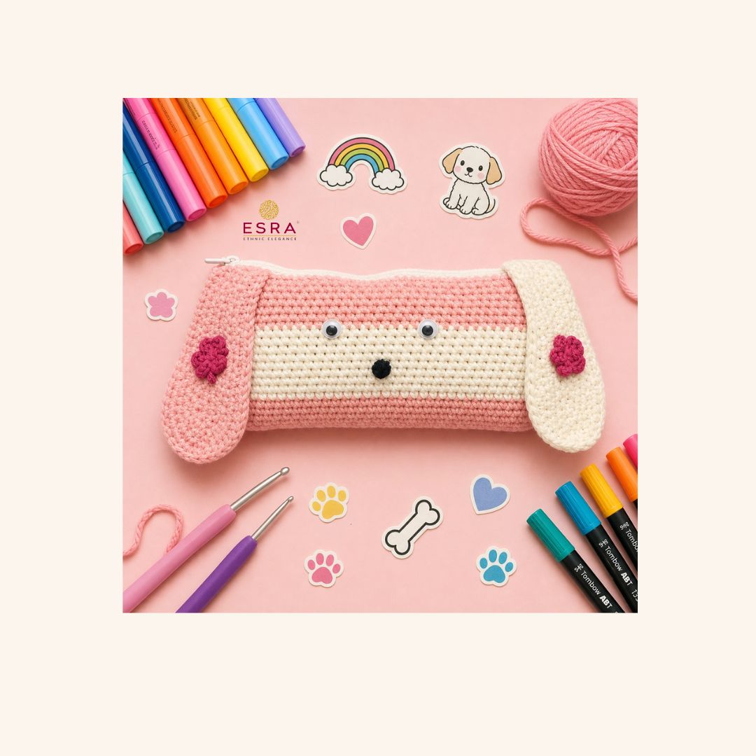 Esra's Crocheted Puppy Pouch with Zipper