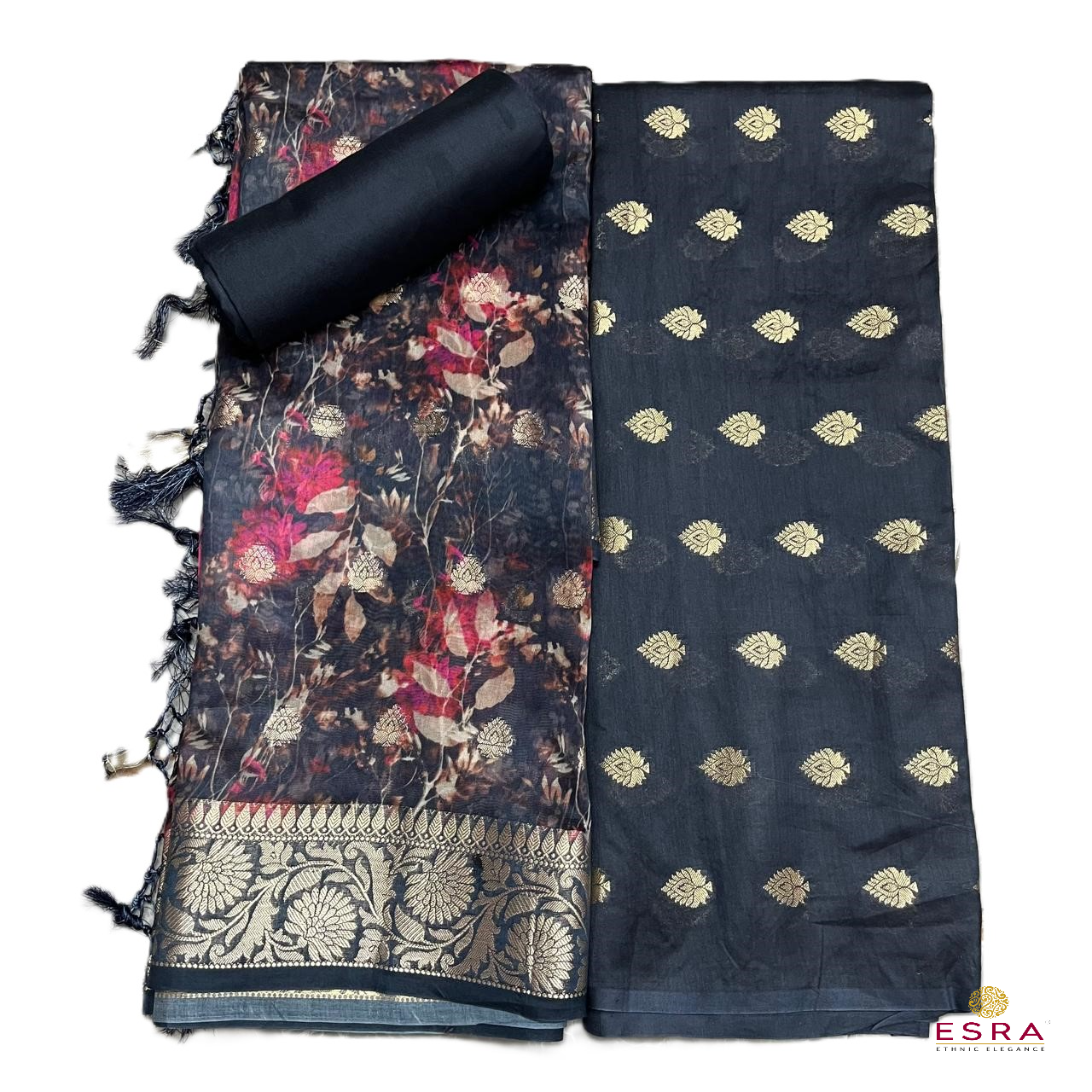 Esra's Handloom / Handwoven Banarasi 3 pc Cotton Silk Suit