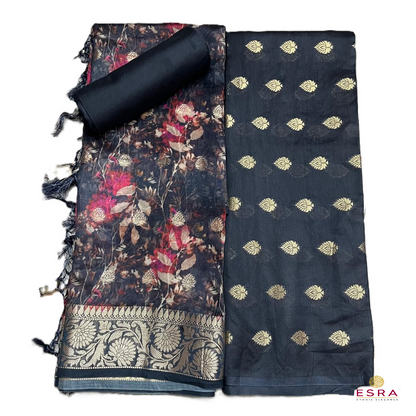 Esra's Handloom / Handwoven Banarasi 3 pc Cotton Silk Suit