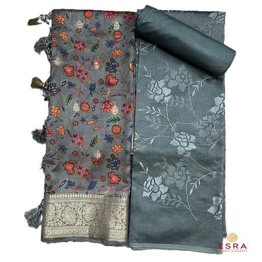 Esra's Handloom / HandWoven Banarasi 3 pc Cotton Silk Suit