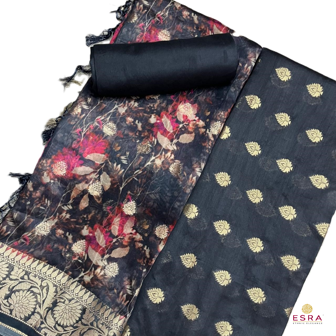 Esra's Handloom / Handwoven Banarasi 3 pc Cotton Silk Suit