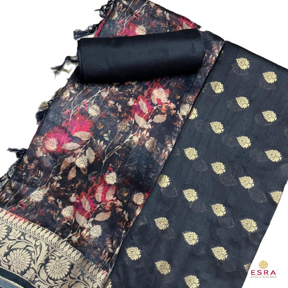 Esra's Handloom / Handwoven Banarasi 3 pc Cotton Silk Suit