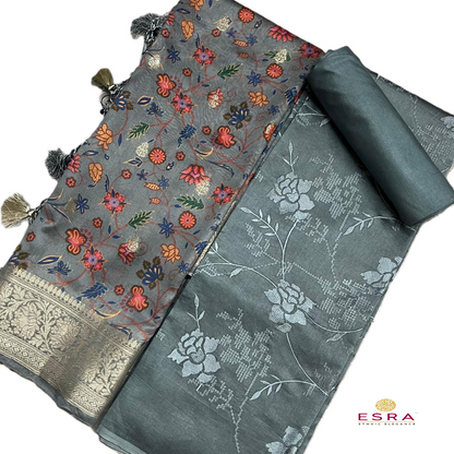 Esra's Handloom / HandWoven Banarasi 3 pc Cotton Silk Suit