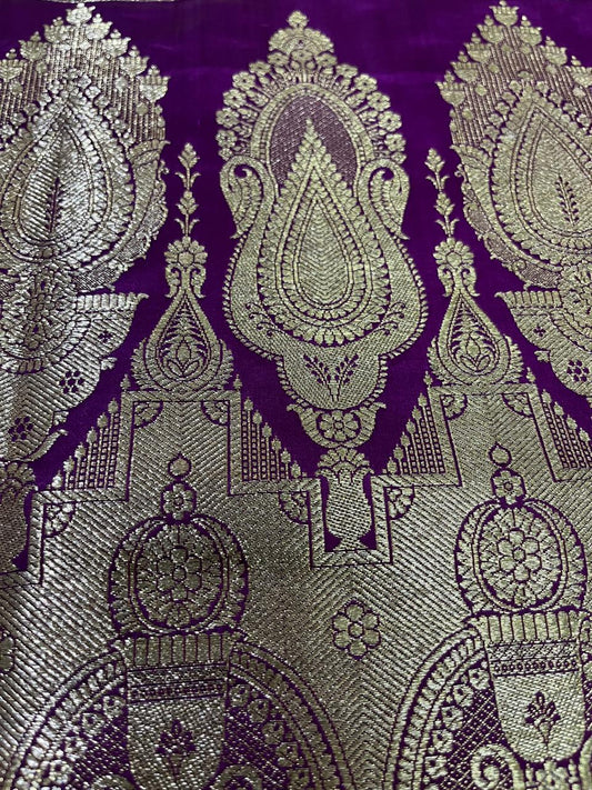 Esra Handloom/Handwoven Banarasi Mashru Semi Katan Silk Saree