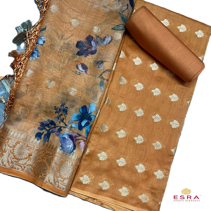 Esra's Handloom / HandWoven Banarasi 3 pc Cotton Silk Suit