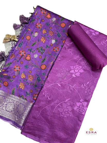Esra's Handloom / Handwoven Banarasi 3 pc Cotton Silk Suit