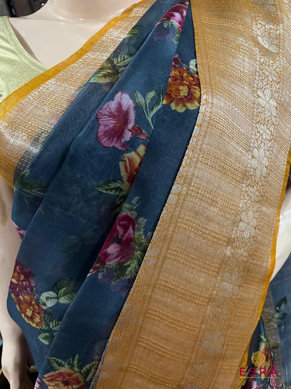Esra's Handloom/Handwoven Banarasi Kora Silk Saree
