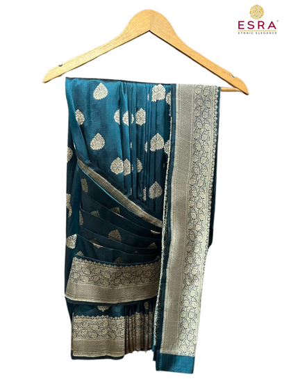 Esra's Handloom/Handwoven Banarasi Semi-Katan Silk Saree