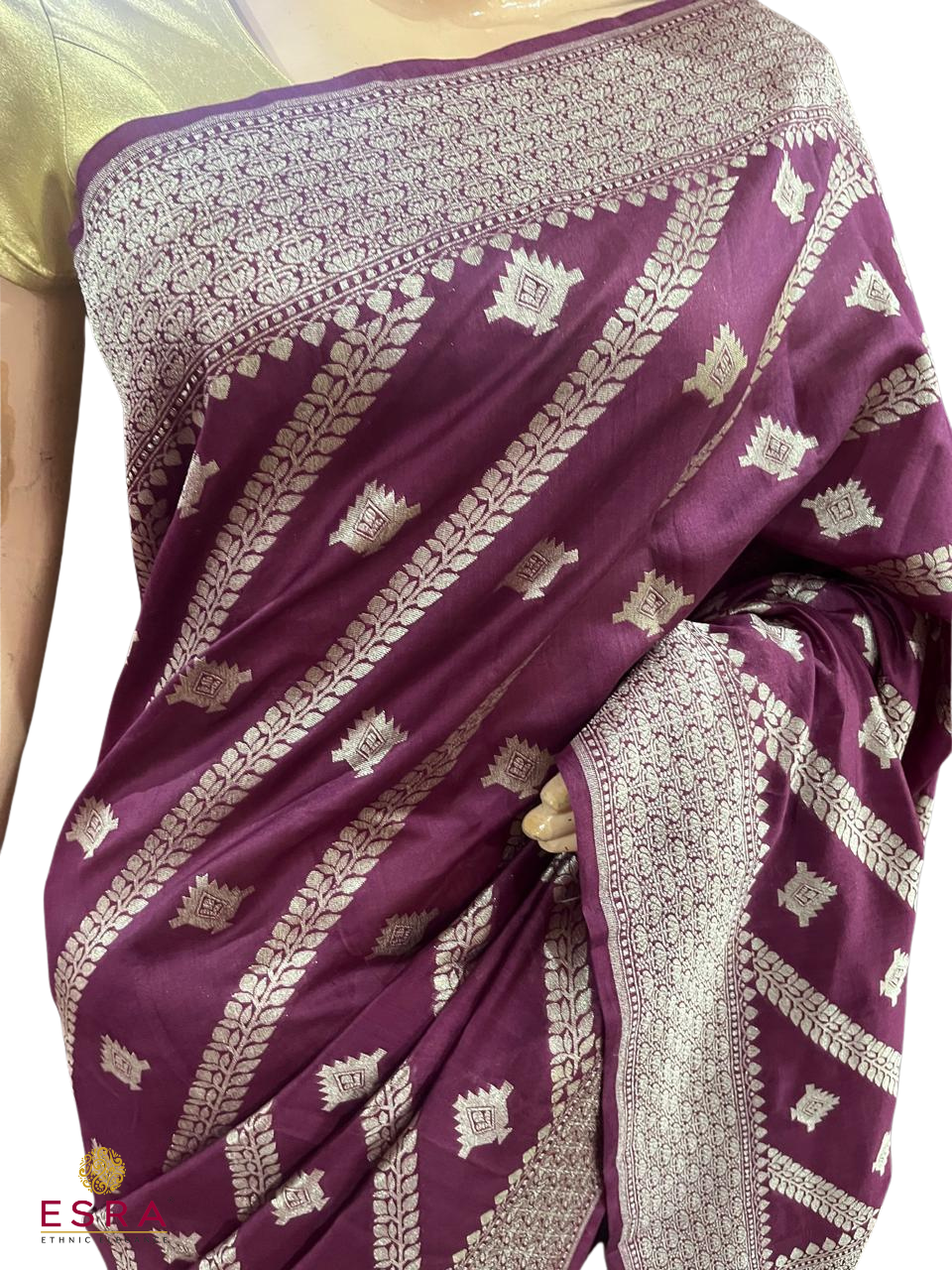 Esra's Hanloom/Handwoven Banarasi Chiniya Silk Saree