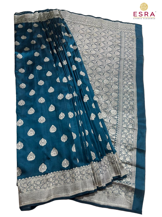 Esra's Handloom/Handwoven Banarasi Semi-Katan Silk Saree