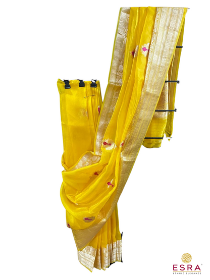 Esra's Handloom/Handwoven  Banarasi Kora Silk Kaduwa Saree