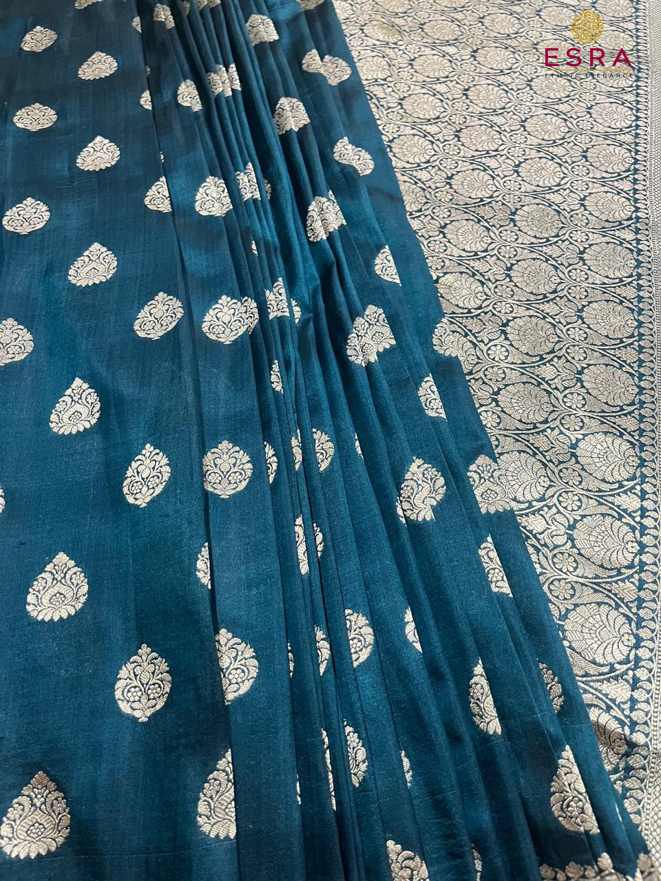 Esra's Handloom/Handwoven Banarasi Semi-Katan Silk Saree