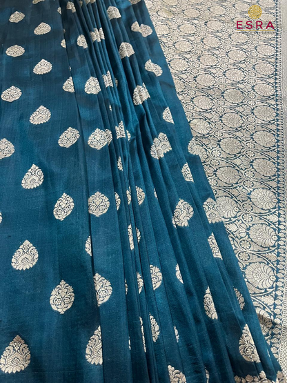 Esra's Handloom/Handwoven Banarasi Semi-Katan Silk Saree