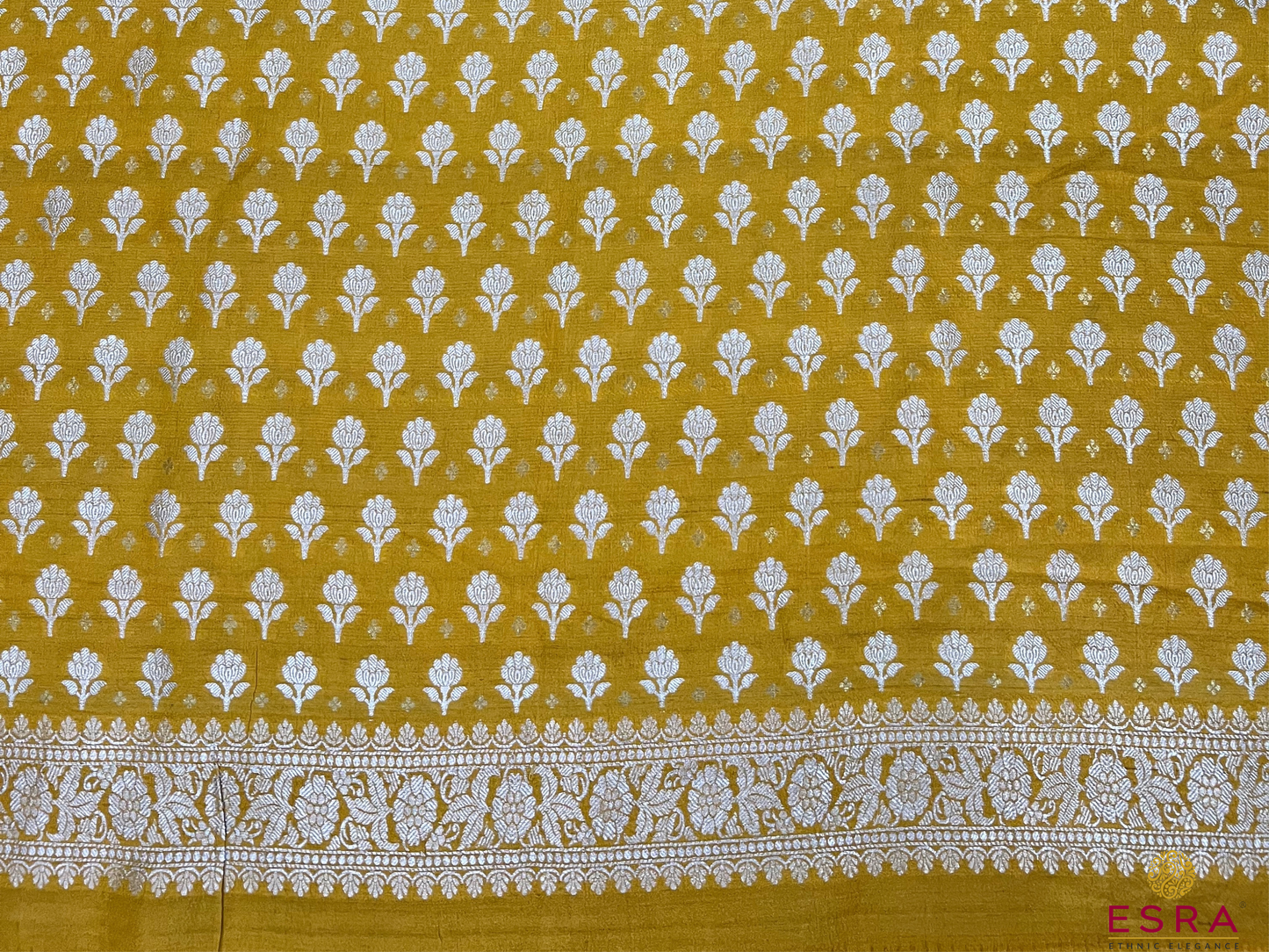 Esra's Handloom/Handwoven Banarasi 3Pc Tusser Silk Suit.