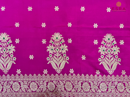 Esra's Handloom/Handwoven Banarasi 3Pc Katan Silk Meena Rupa Sona Suit