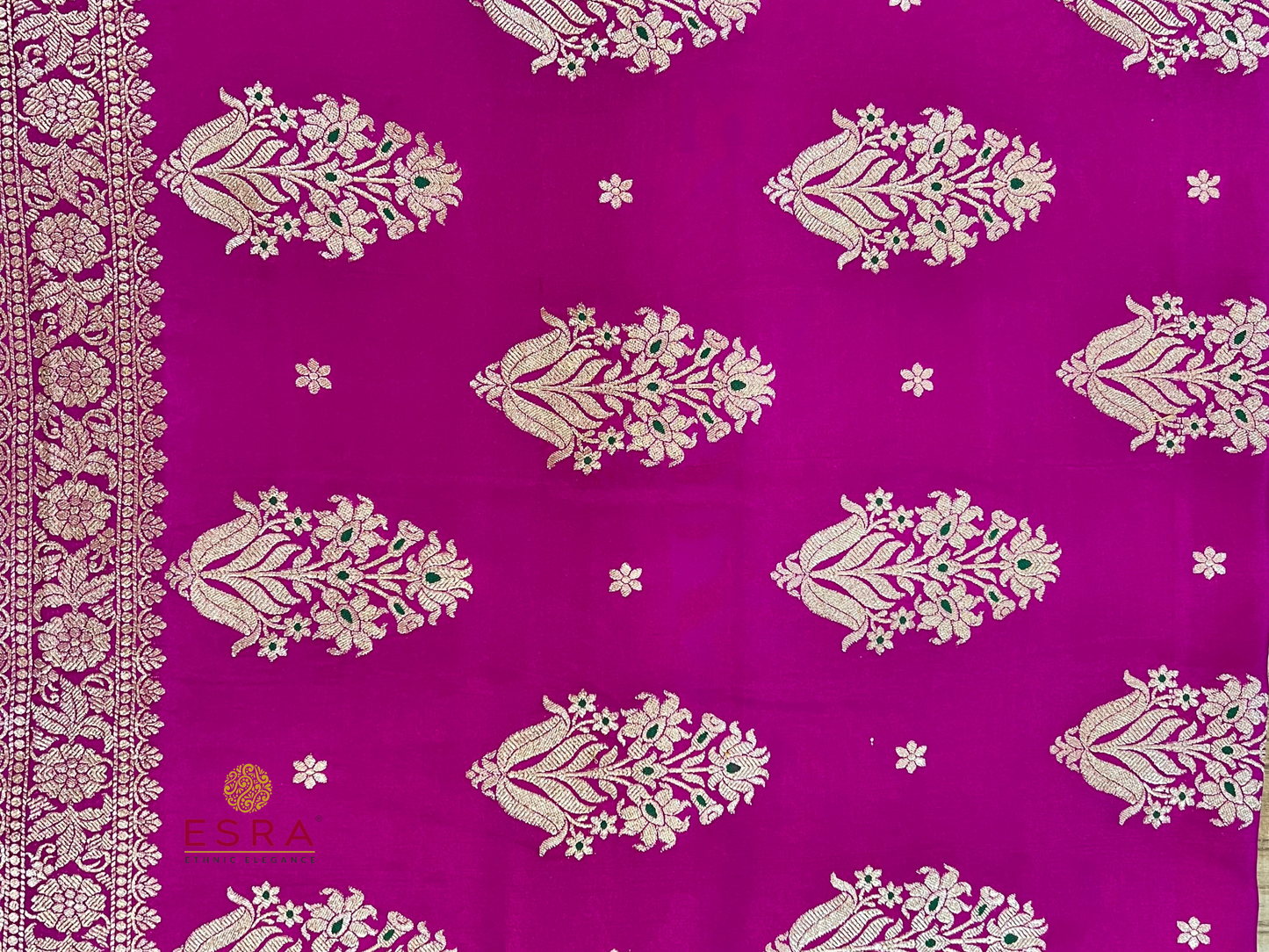 Esra's Handloom/Handwoven Banarasi 3Pc Katan Silk Meena Rupa Sona Suit