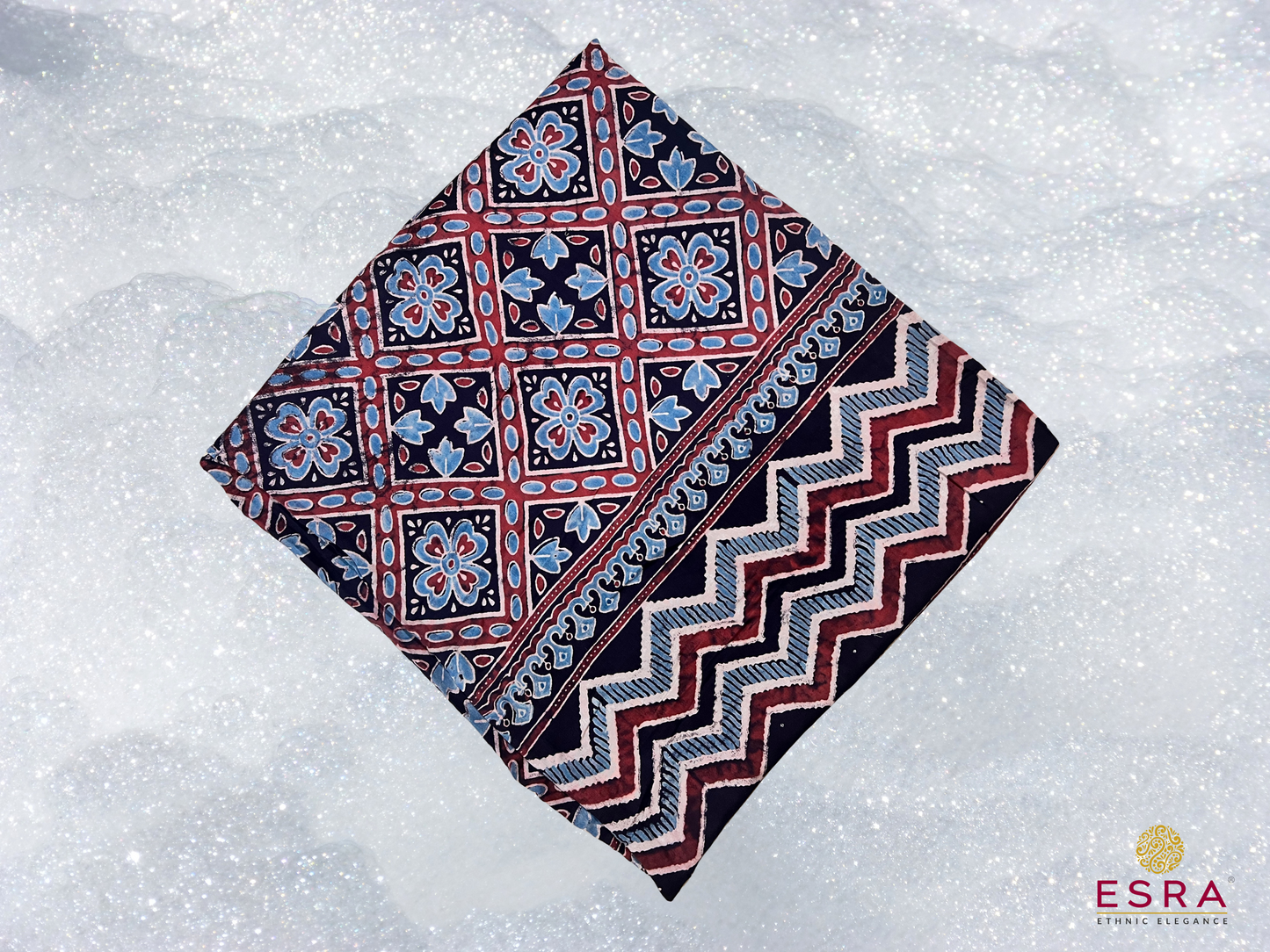 Esra's Handloom Banarasi 3Pc  Ajrak Printed Modal Silk Suit