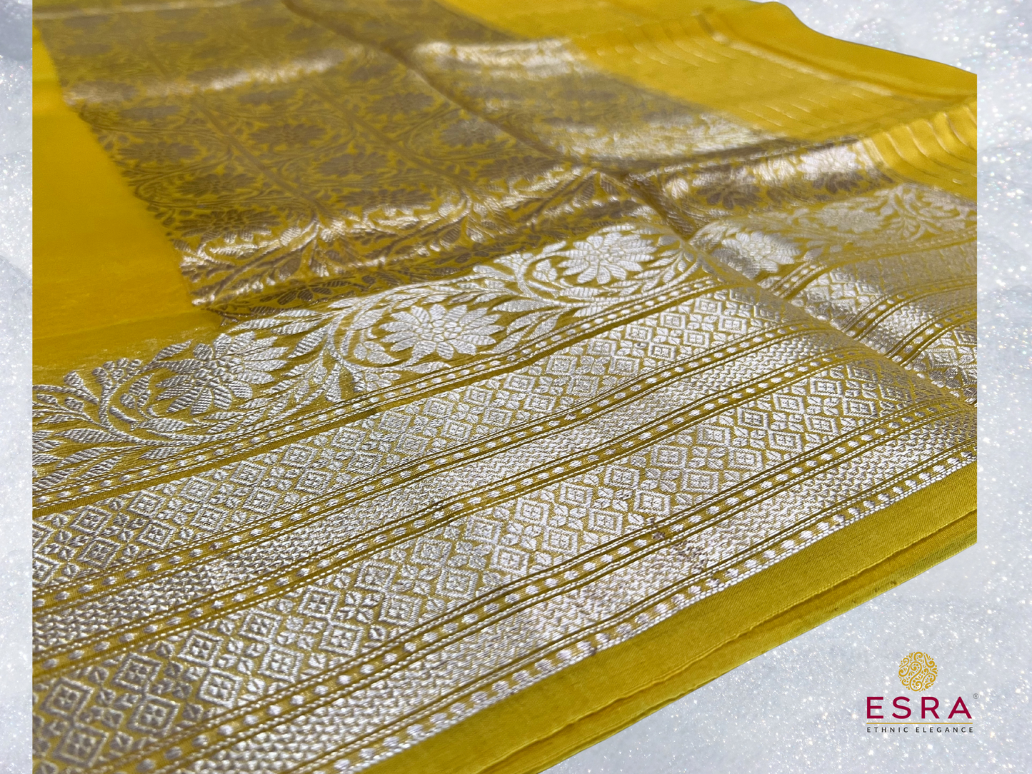 Esra's Handloom/Handwoven Banarasi 3Pc Tusser Silk Suit.