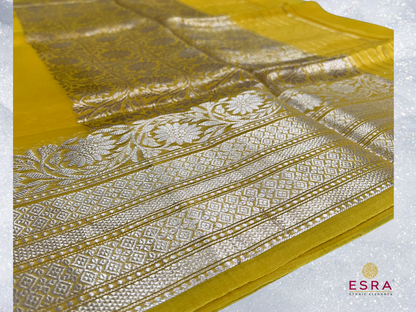 Esra's Handloom/Handwoven Banarasi 3Pc Tusser Silk Suit.