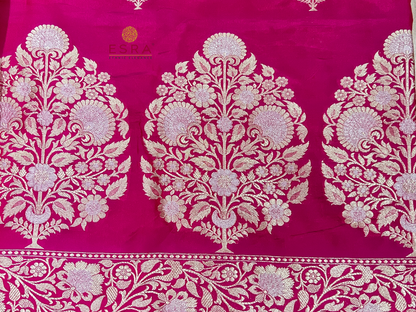 Esra's Handloom/Handwoven Banarasi 3pc Katan Silk Suit With Rupa Sona Work